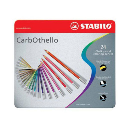 Цветная пастель Stabilo Carbotello, 24 цвета, металлический футляр