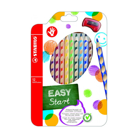 Набор цветных карандашей Easycolors с точилкой для правшей, 12 цветов